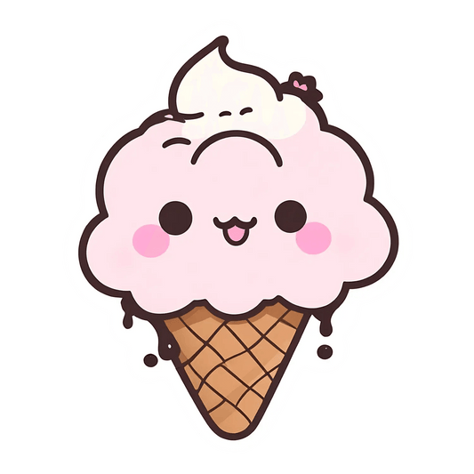 Ice Cream Cone - Kawaii Sticker - Heat Press Transfer