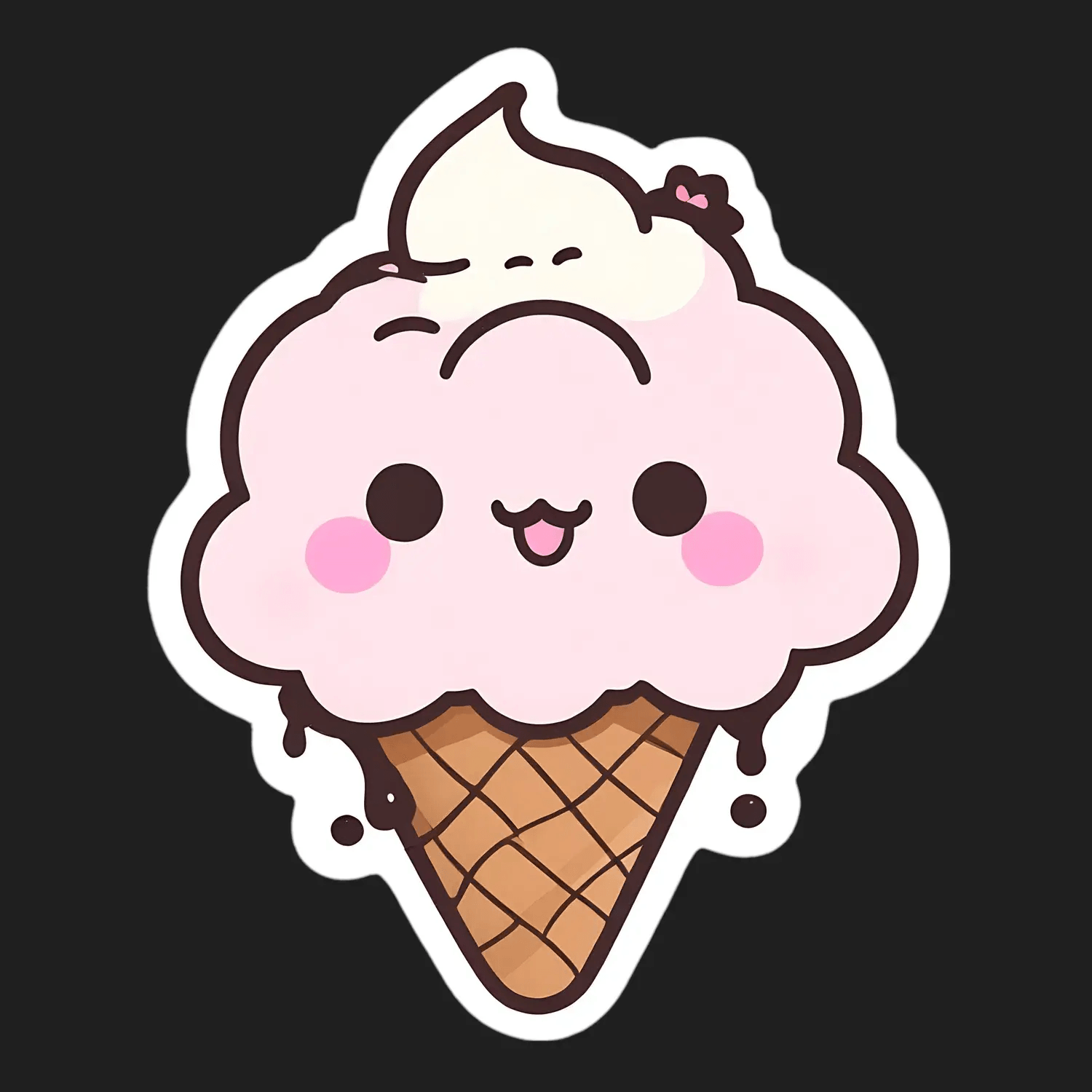 Ice Cream Cone - Kawaii Sticker - Heat Press Transfer