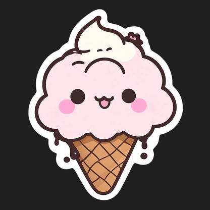 Ice Cream Cone - Kawaii Sticker - Heat Press Transfer