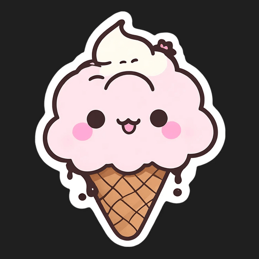 Ice Cream Cone - Kawaii Sticker - Heat Press Transfer