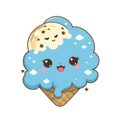 Ice Cream Cone Sticker - Adorable Cartoon - Heat Press Transfer