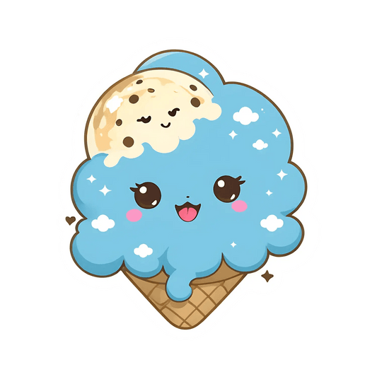 Ice Cream Cone Sticker - Adorable Cartoon - Heat Press Transfer
