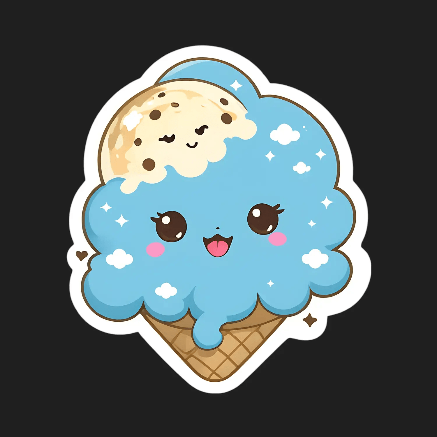 Ice Cream Cone Sticker - Adorable Cartoon - Heat Press Transfer