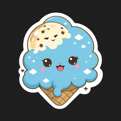 Ice Cream Cone Sticker - Adorable Cartoon - Heat Press Transfer