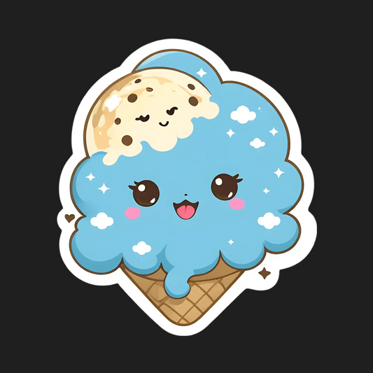 Ice Cream Cone Sticker - Adorable Cartoon - Heat Press Transfer