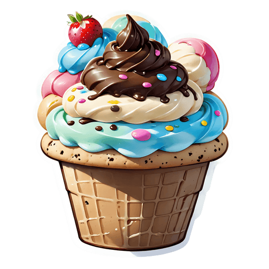Ice Cream Cupcake Sticker - Colorful and Sweet - Heat Press Transfer