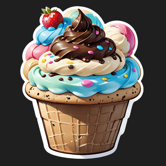 Ice Cream Cupcake Sticker - Colorful and Sweet - Heat Press Transfer