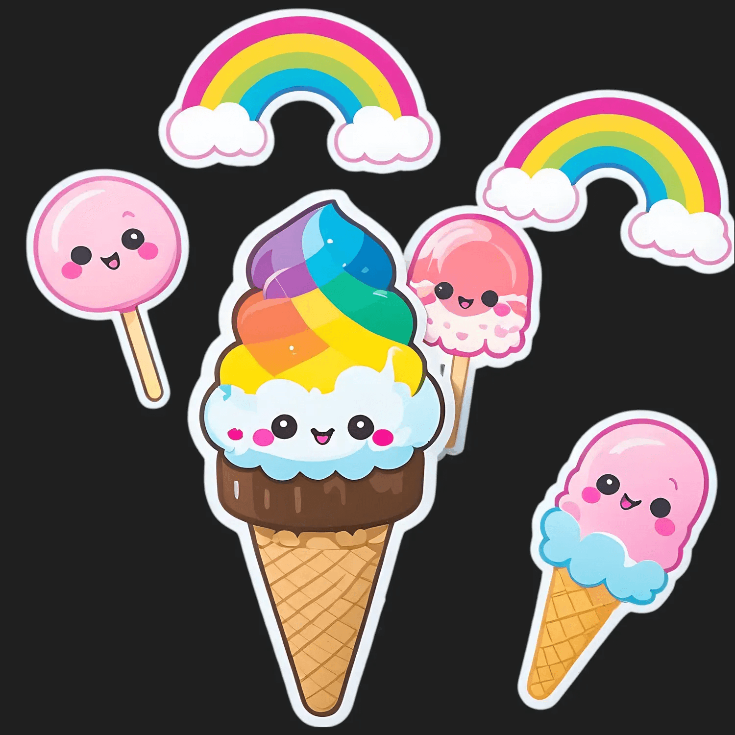 Ice Cream Rainbow - Sticker - Heat Press Transfer