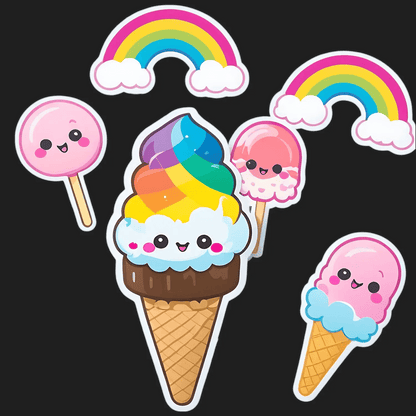 Ice Cream Rainbow - Sticker - Heat Press Transfer