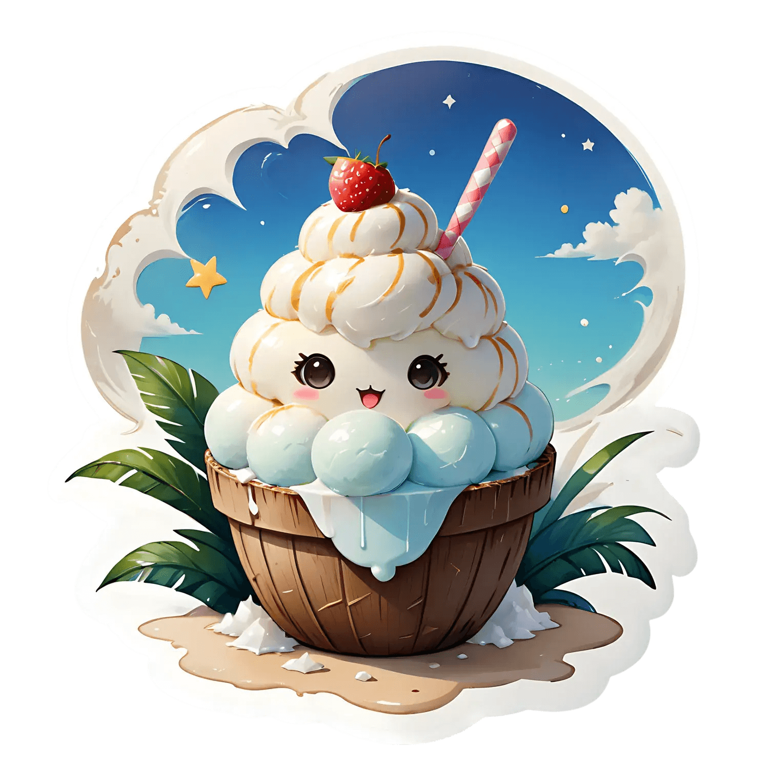 Ice Cream Sundae Sticker - Cute Dessert Theme - Heat Press Transfer