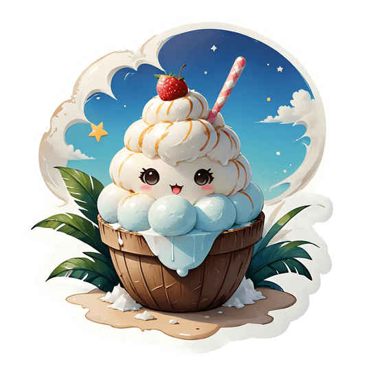 Ice Cream Sundae Sticker - Cute Dessert Theme - Heat Press Transfer