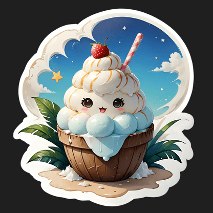 Ice Cream Sundae Sticker - Cute Dessert Theme - Heat Press Transfer