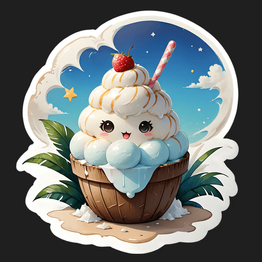 Ice Cream Sundae Sticker - Cute Dessert Theme - Heat Press Transfer