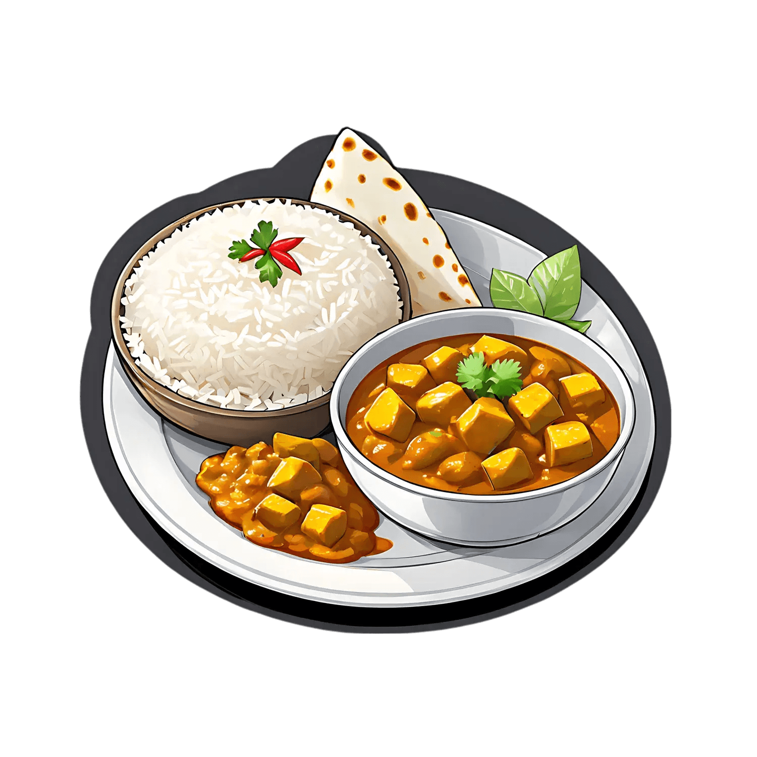 Indian Cuisine Sticker - Delicious Meal Art - Heat Press Transfer