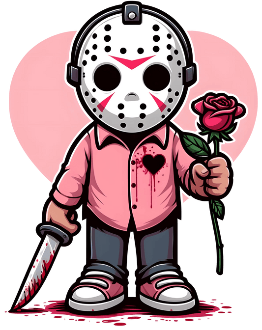 Jason Voorhees Valentine Love Design - DTF Ready To Press - Heat Press Transfer