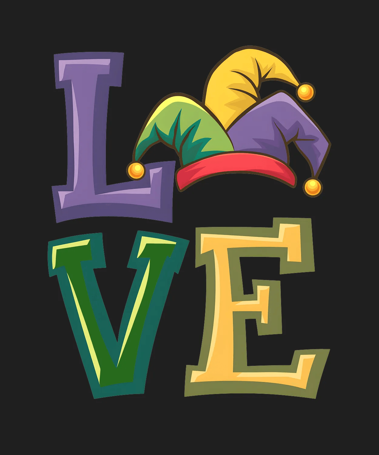 Jester Hat Love - DTF Ready to Press - Heat Press Transfer