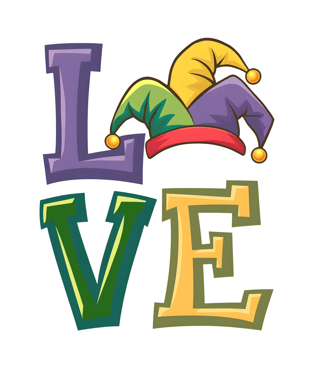 Jester Hat Love - DTF Ready to Press - Heat Press Transfer