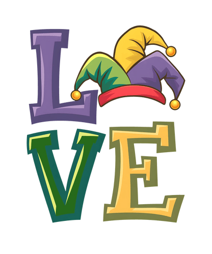 Jester Hat Love - DTF Ready to Press - Heat Press Transfer