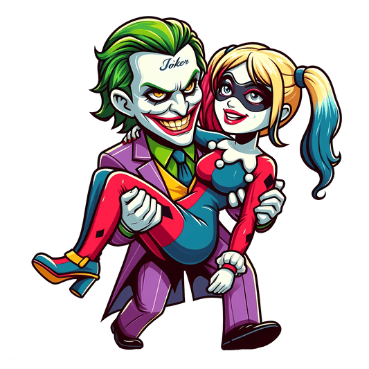 Joker And Harley Quinn Valentine's Day Couple Design - DTF Ready To Press - Heat Press Transfer