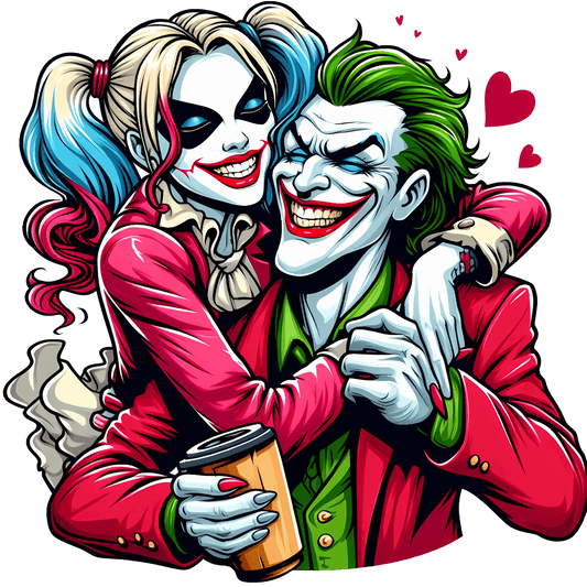 Joker And Harley Quinn Valentine's Day Design - DTF Ready To Press - Heat Press Transfer