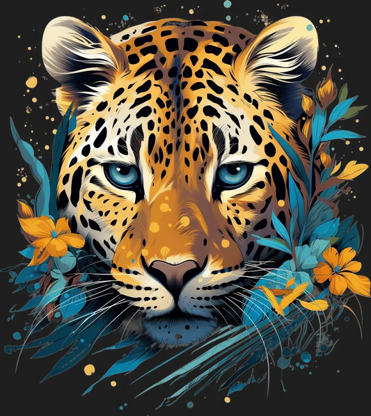 Jungle Leopard Floral - DTF Ready to Press - Heat Press Transfer