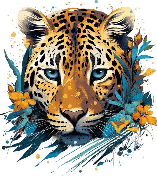 Jungle Leopard Floral - DTF Ready to Press - Heat Press Transfer