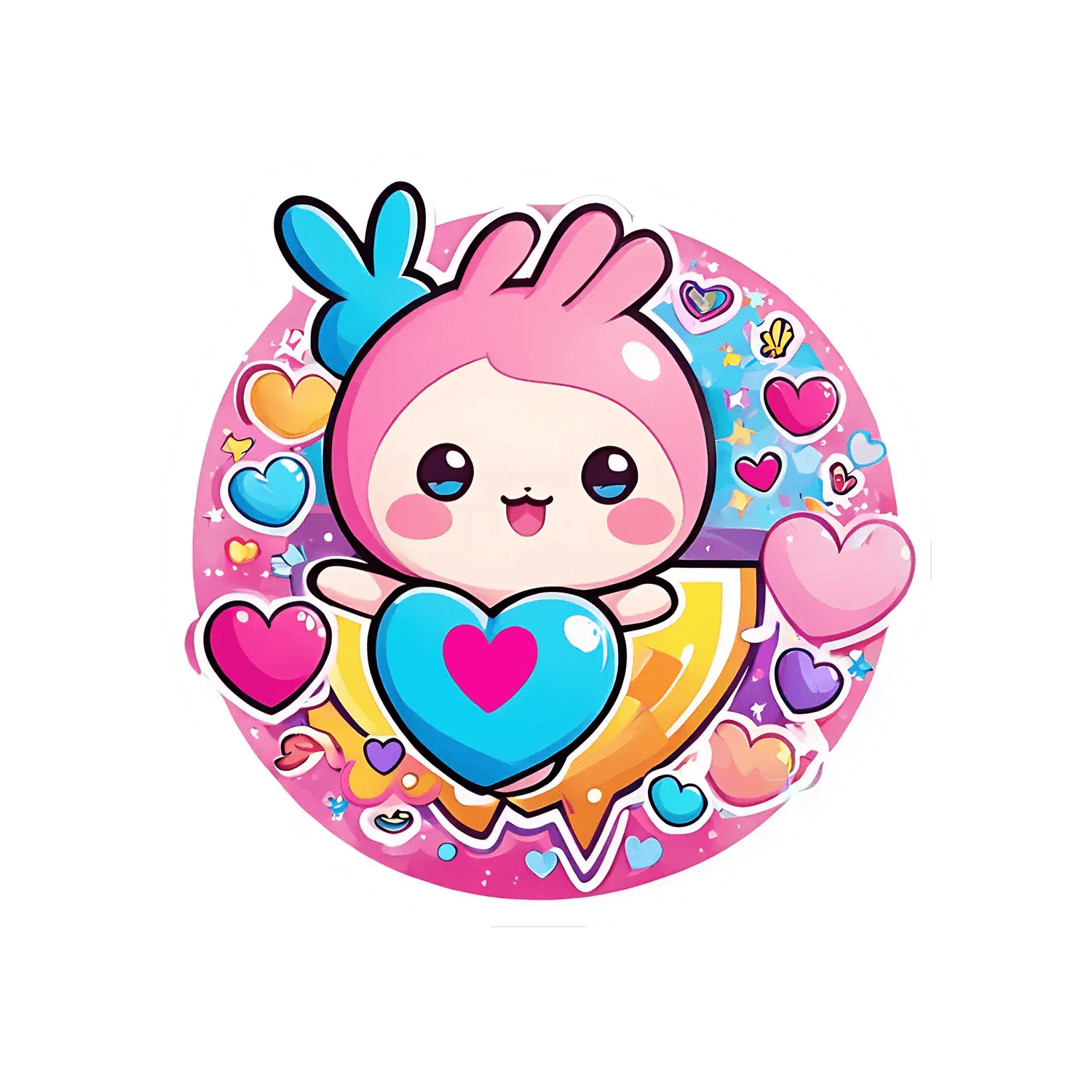 Kawaii Bunny Heart Sticker - Cute Vinyl Decals - Heat Press Transfer