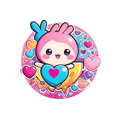 Kawaii Bunny Heart Sticker - Cute Vinyl Decals - Heat Press Transfer