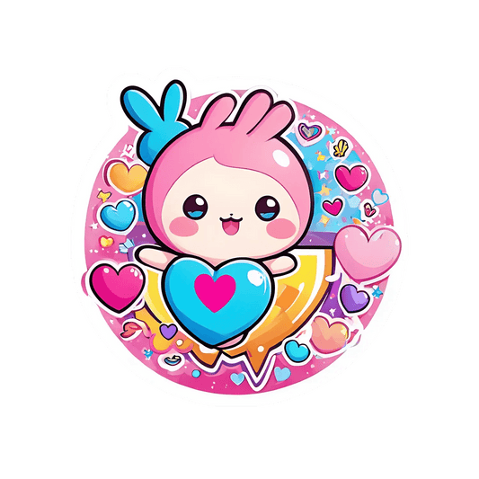 Kawaii Bunny Heart Sticker - Cute Vinyl Decals - Heat Press Transfer