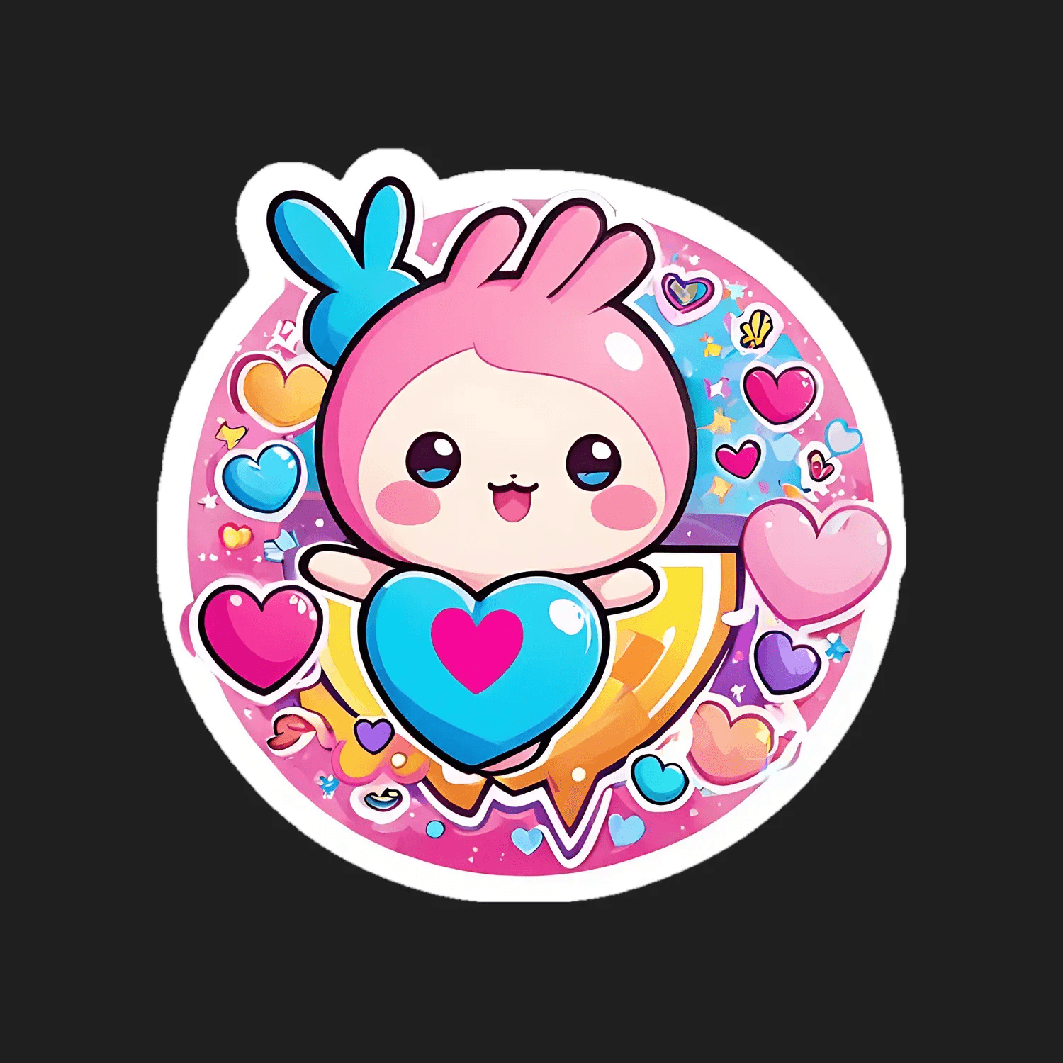 Kawaii Bunny Heart Sticker - Cute Vinyl Decals - Heat Press Transfer
