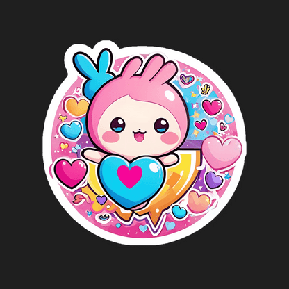 Kawaii Bunny Heart Sticker - Cute Vinyl Decals - Heat Press Transfer