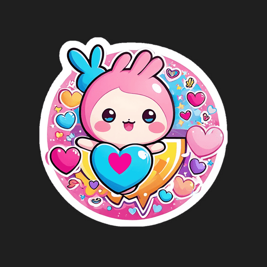Kawaii Bunny Heart Sticker - Cute Vinyl Decals - Heat Press Transfer