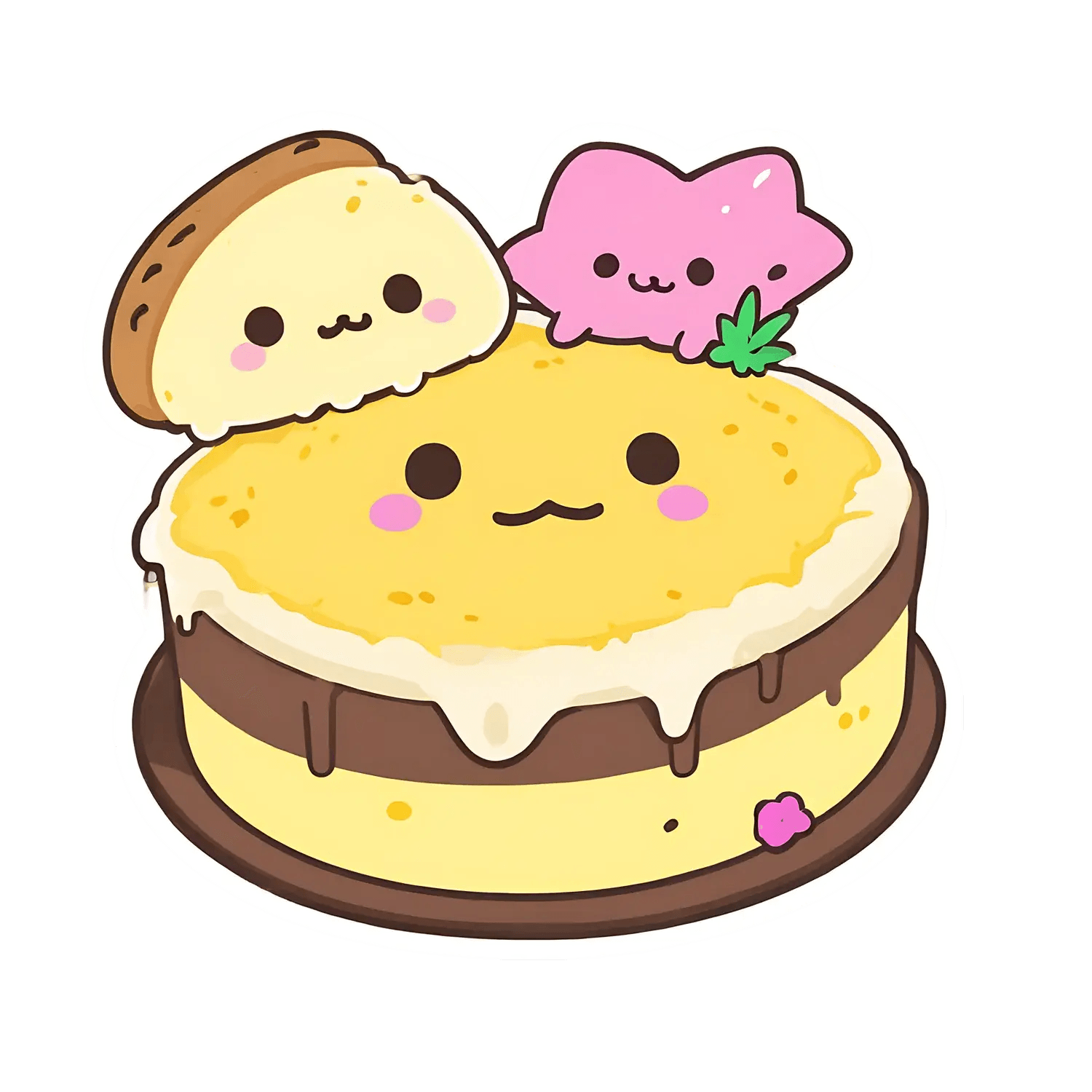 Kawaii Cake Sticker - Cute Dessert Themed UV Sticker - Heat Press Transfer
