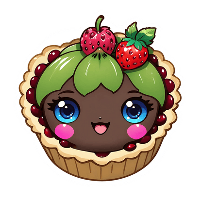 Kawaii Cupcake Sticker - Berry Cute Tart Theme - Heat Press Transfer