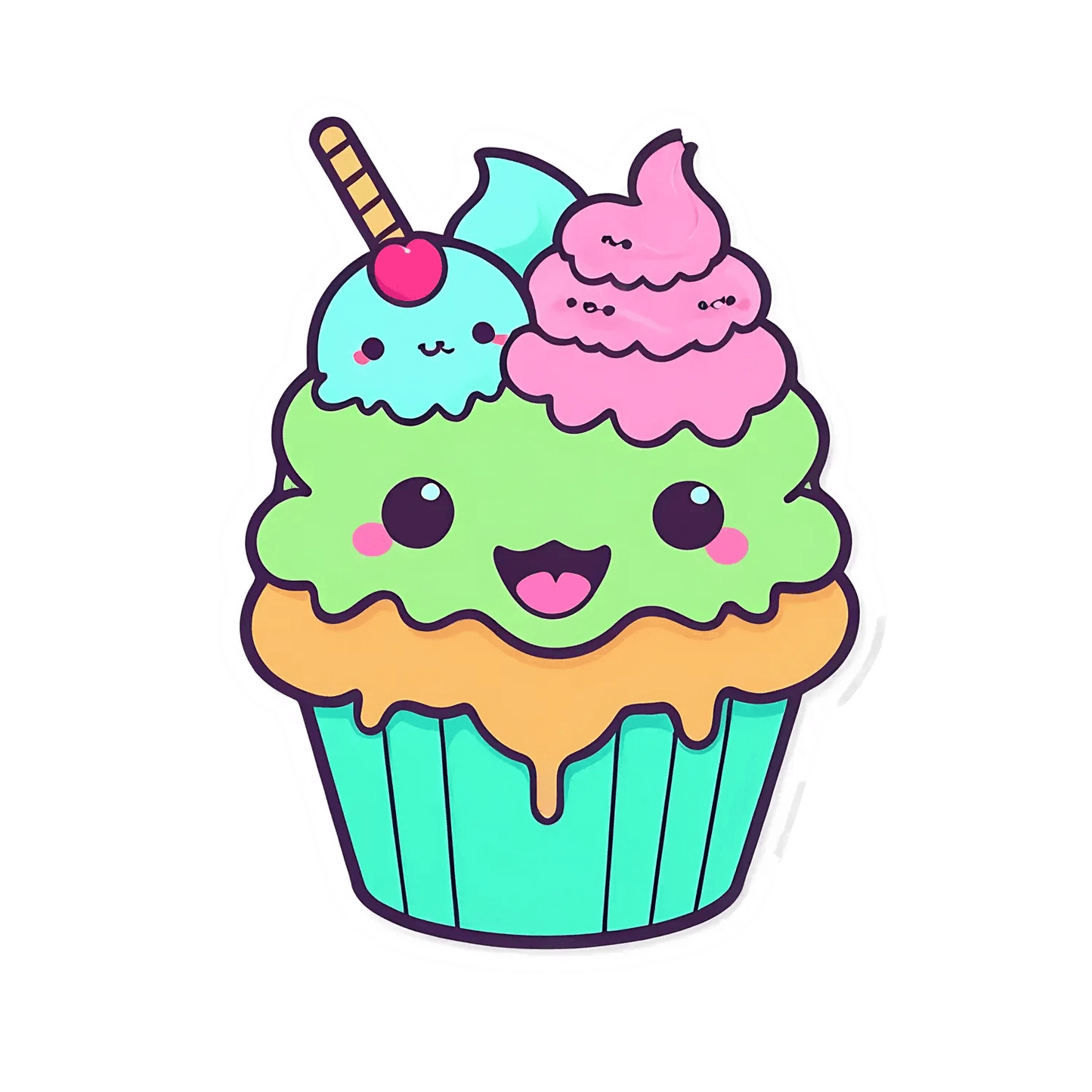 Kawaii Cupcake - Sticker - Heat Press Transfer