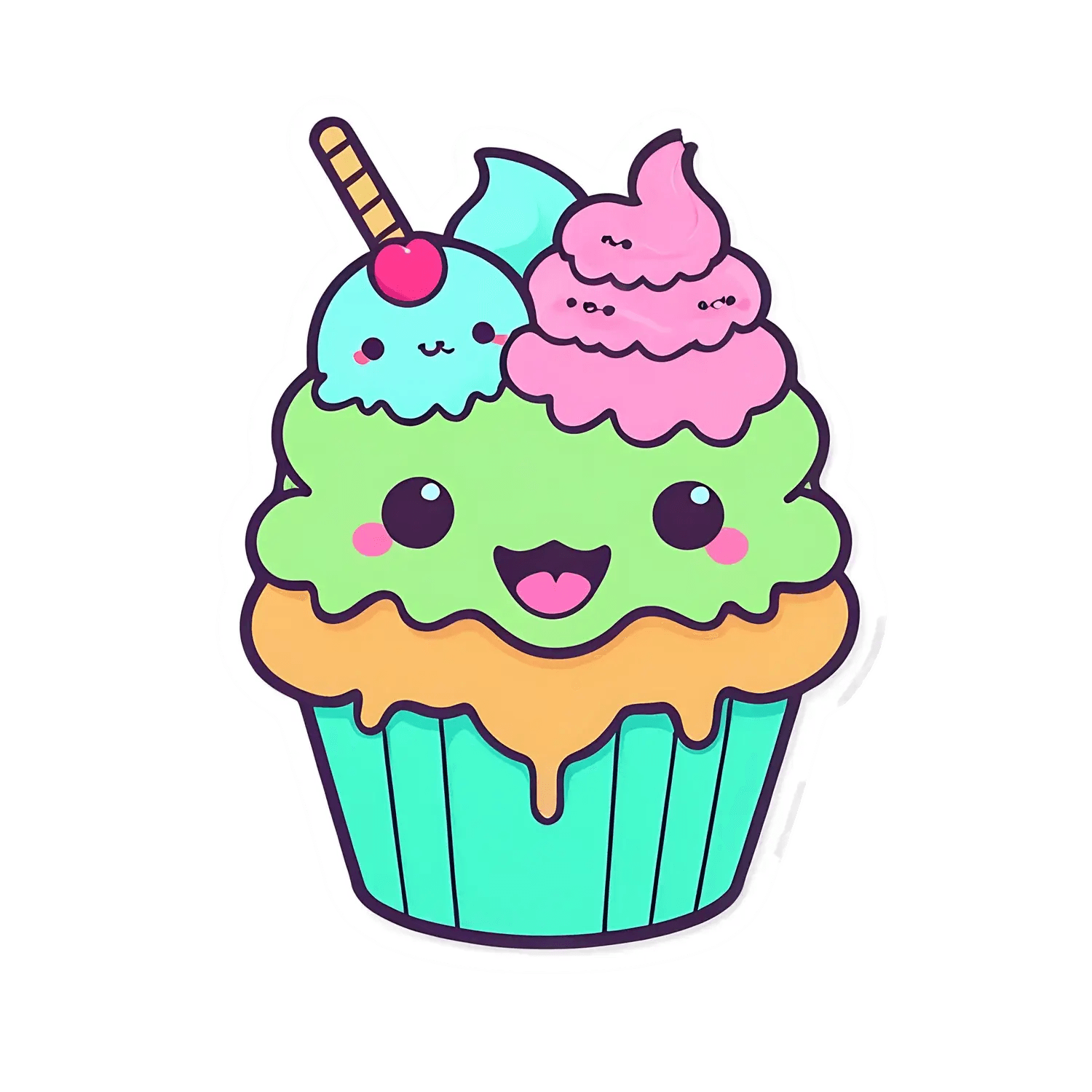 Kawaii Cupcake - Sticker - Heat Press Transfer
