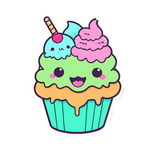 Kawaii Cupcake - Sticker - Heat Press Transfer
