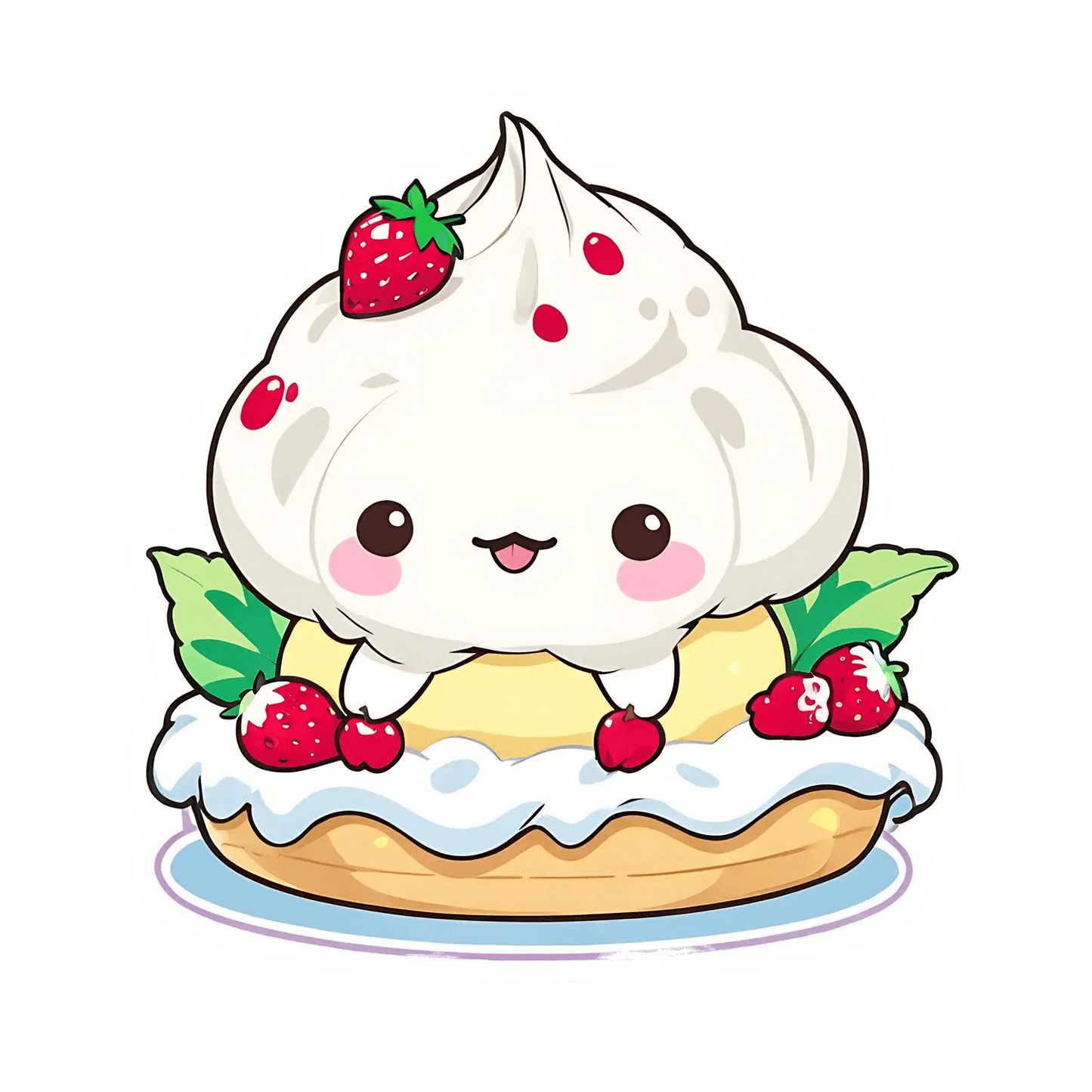 Kawaii Dessert - Strawberry Sticker - Heat Press Transfer