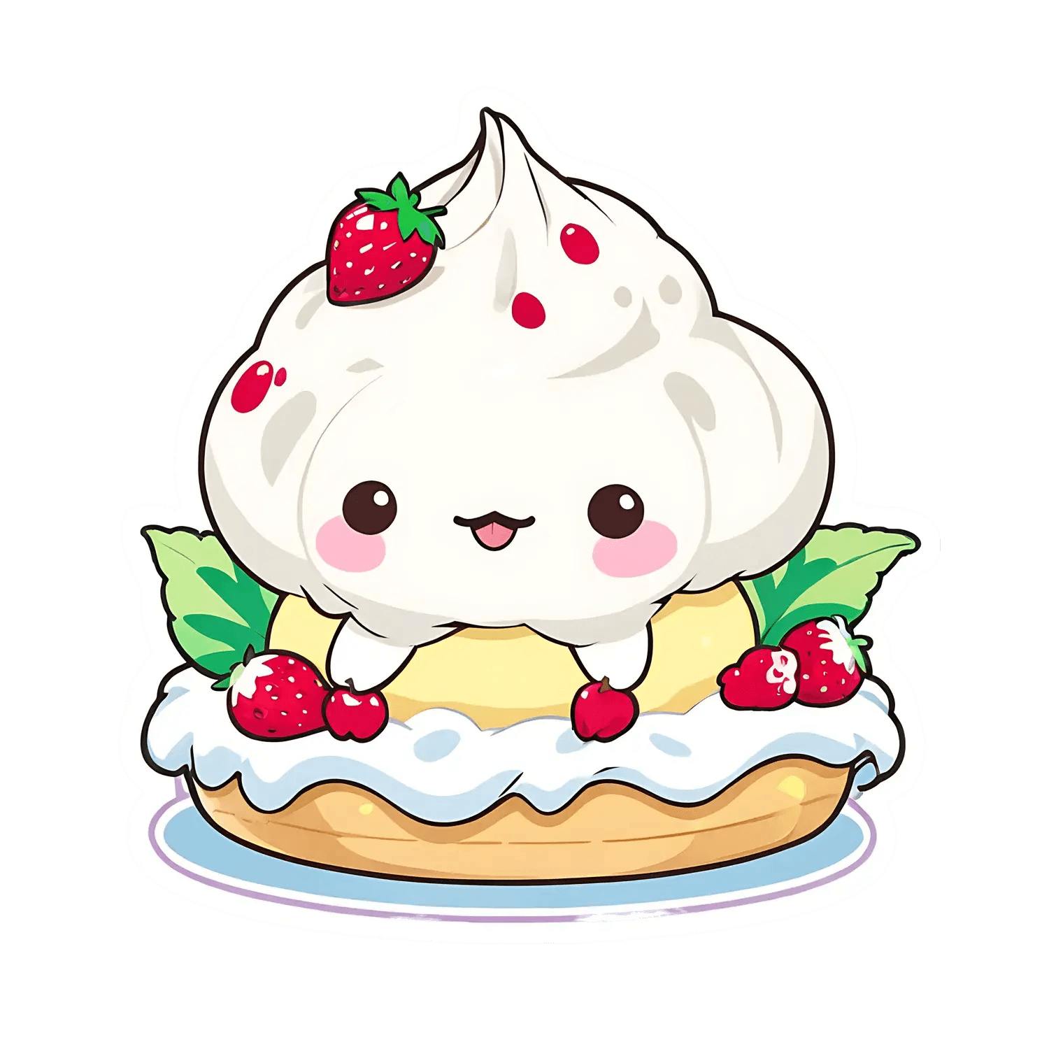Kawaii Dessert - Strawberry Sticker - Heat Press Transfer