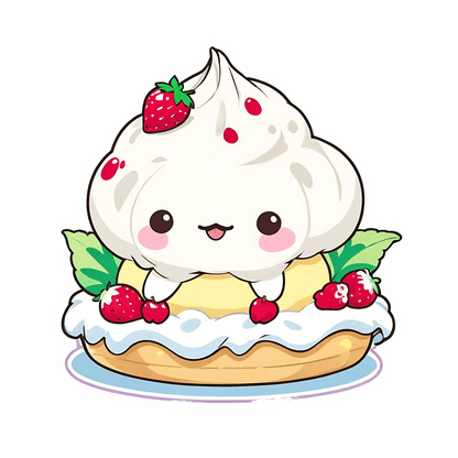 Kawaii Dessert - Strawberry Sticker - Heat Press Transfer