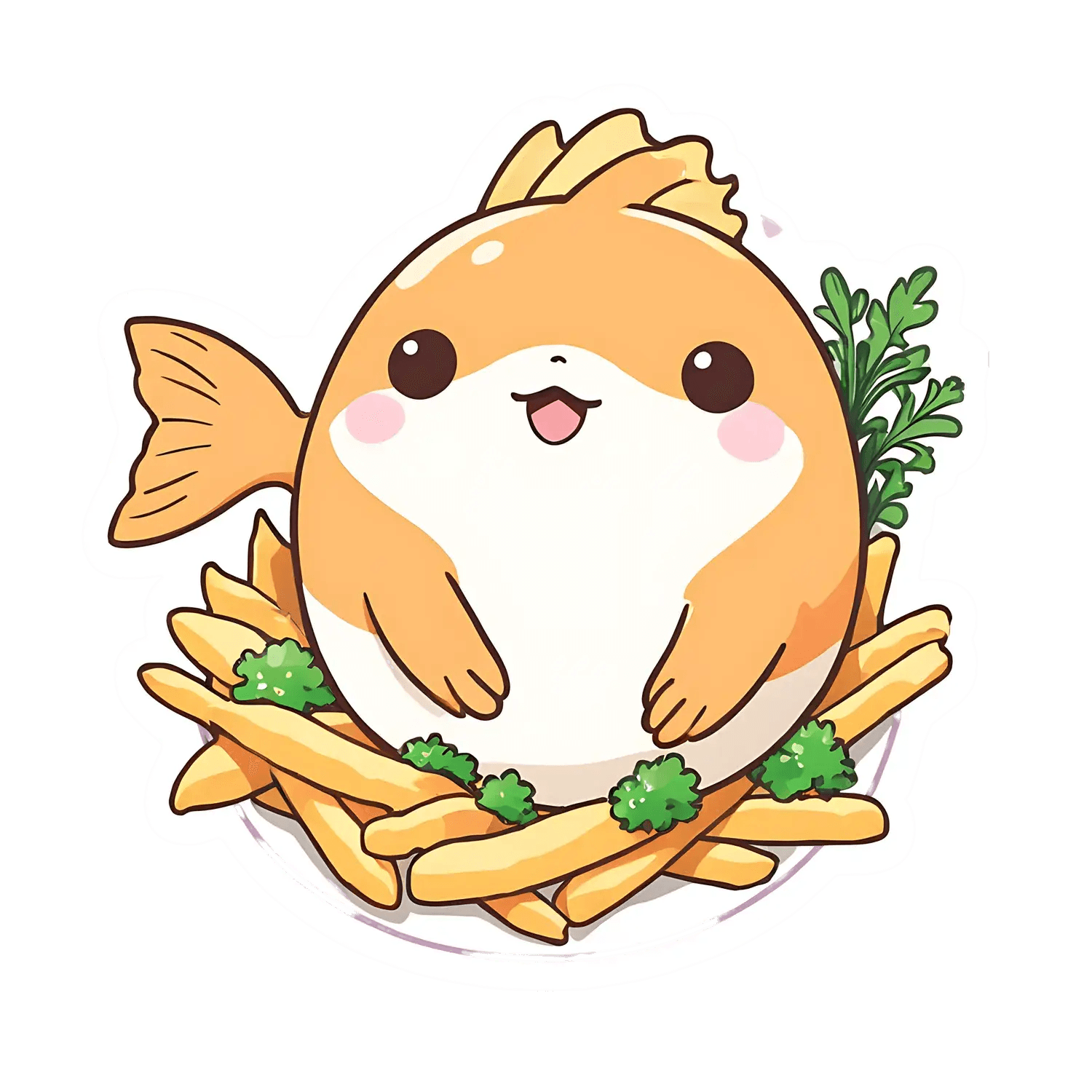 Kawaii Fish & Fries - Sticker - Heat Press Transfer