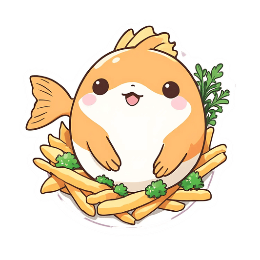 Kawaii Fish & Fries - Sticker - Heat Press Transfer