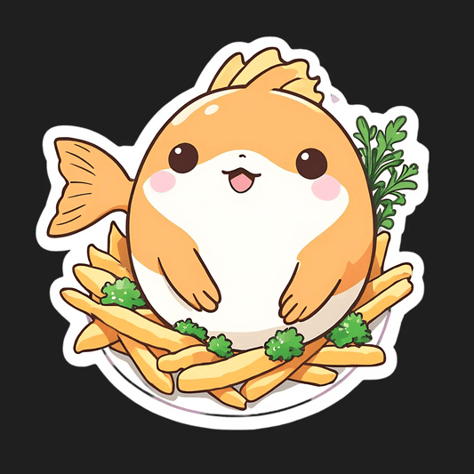 Kawaii Fish & Fries - Sticker - Heat Press Transfer