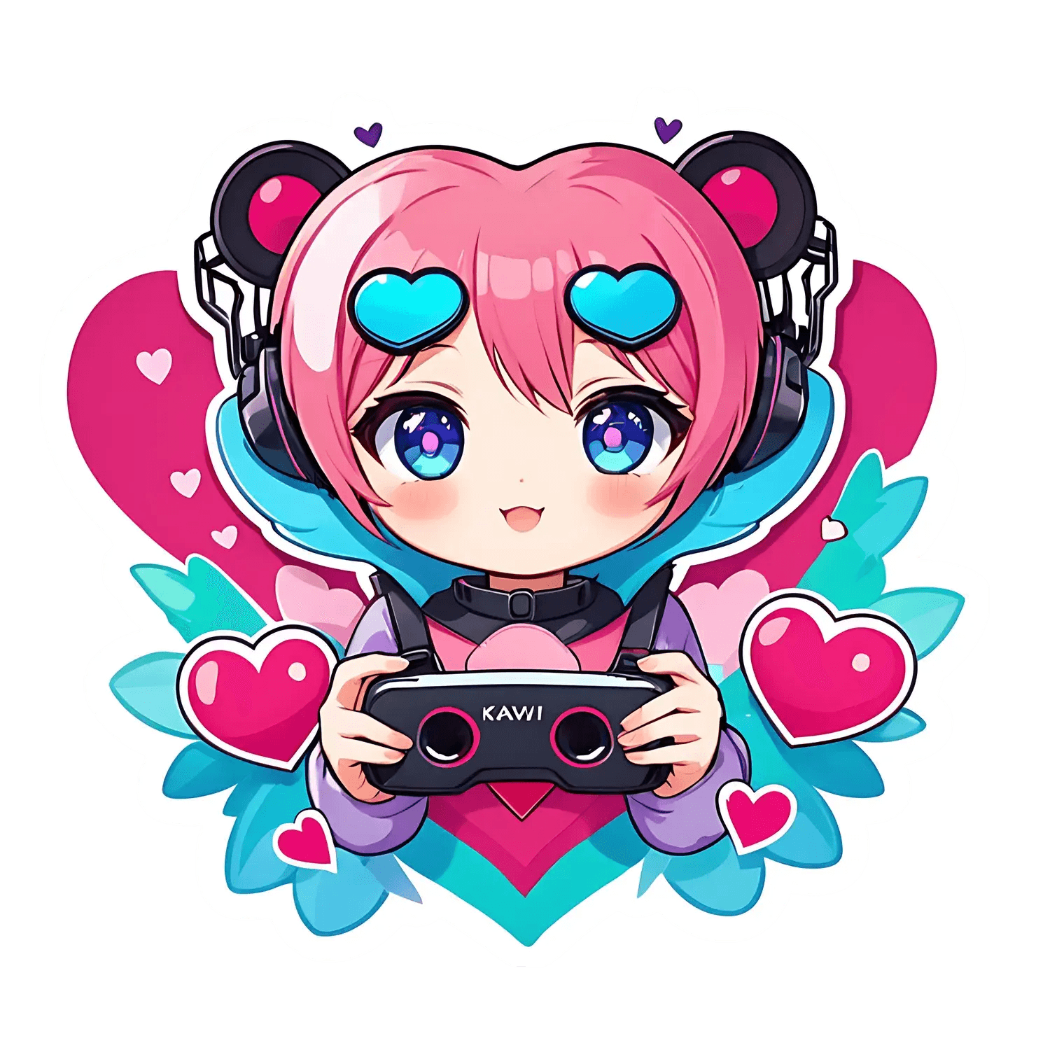Kawaii Gamer Girl - Sticker - Heat Press Transfer