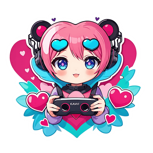 Kawaii Gamer Girl - Sticker - Heat Press Transfer