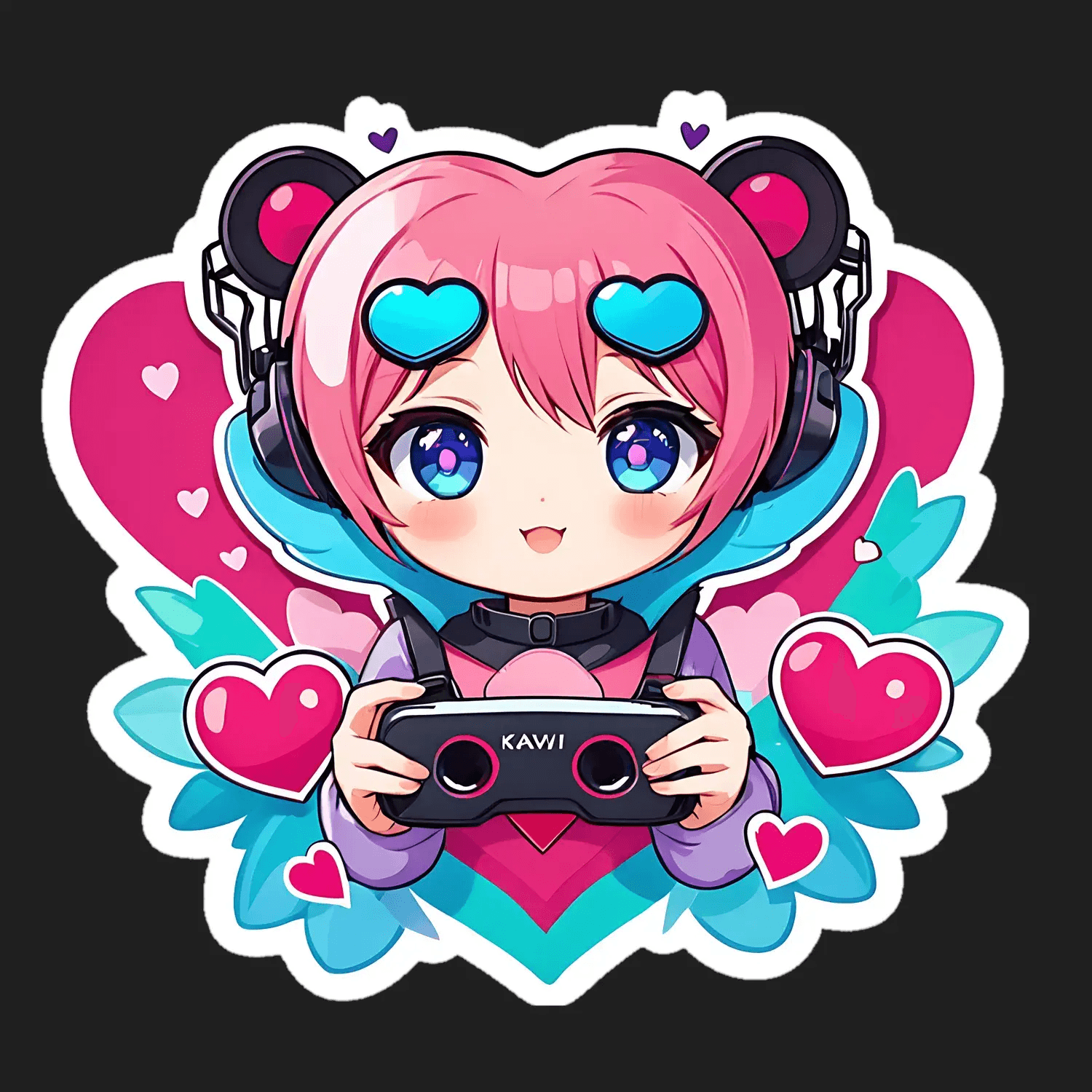 Kawaii Gamer Girl - Sticker - Heat Press Transfer