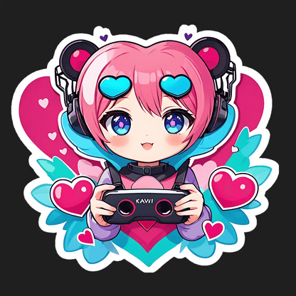 Kawaii Gamer Girl - Sticker - Heat Press Transfer