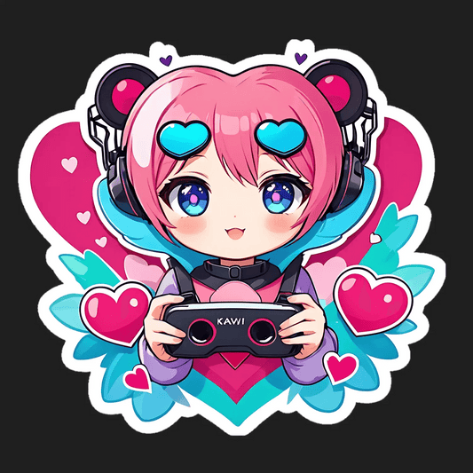 Kawaii Gamer Girl - Sticker - Heat Press Transfer