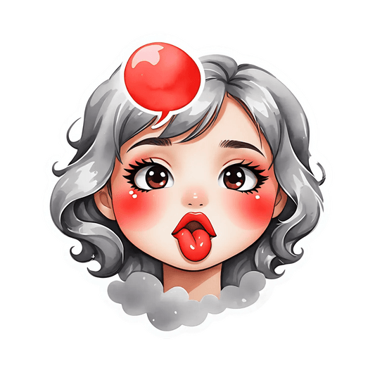 Kawaii Girl - Red Bubble Sticker - Heat Press Transfer