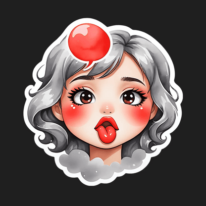 Kawaii Girl - Red Bubble Sticker - Heat Press Transfer